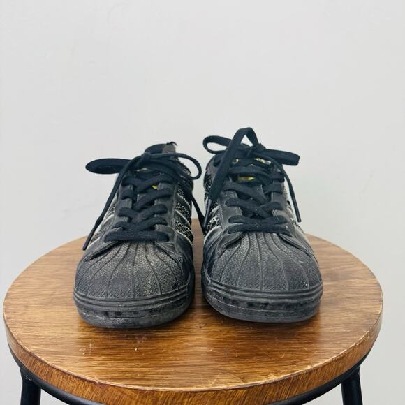 Adidas Superstar Black And Gold Snakeskin Sneakers Women’s Size 7 - Picture 2 of 11